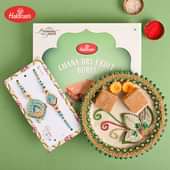 Lumba rakhi with thali and sweets full view